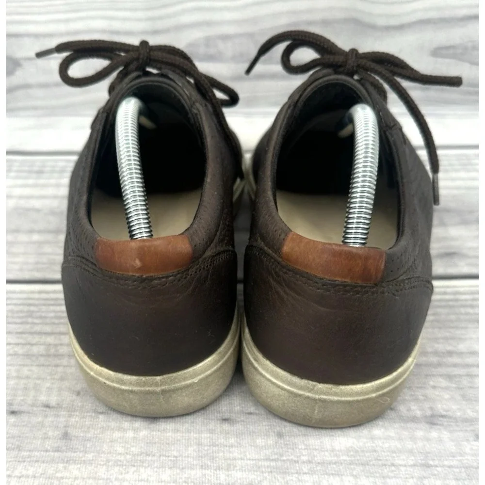 ECCO DARK BROWN SOFT LEATHER CASUAL SHOES SNEAKERS Men's Size‎ EU 43 /  US 9-9.5
